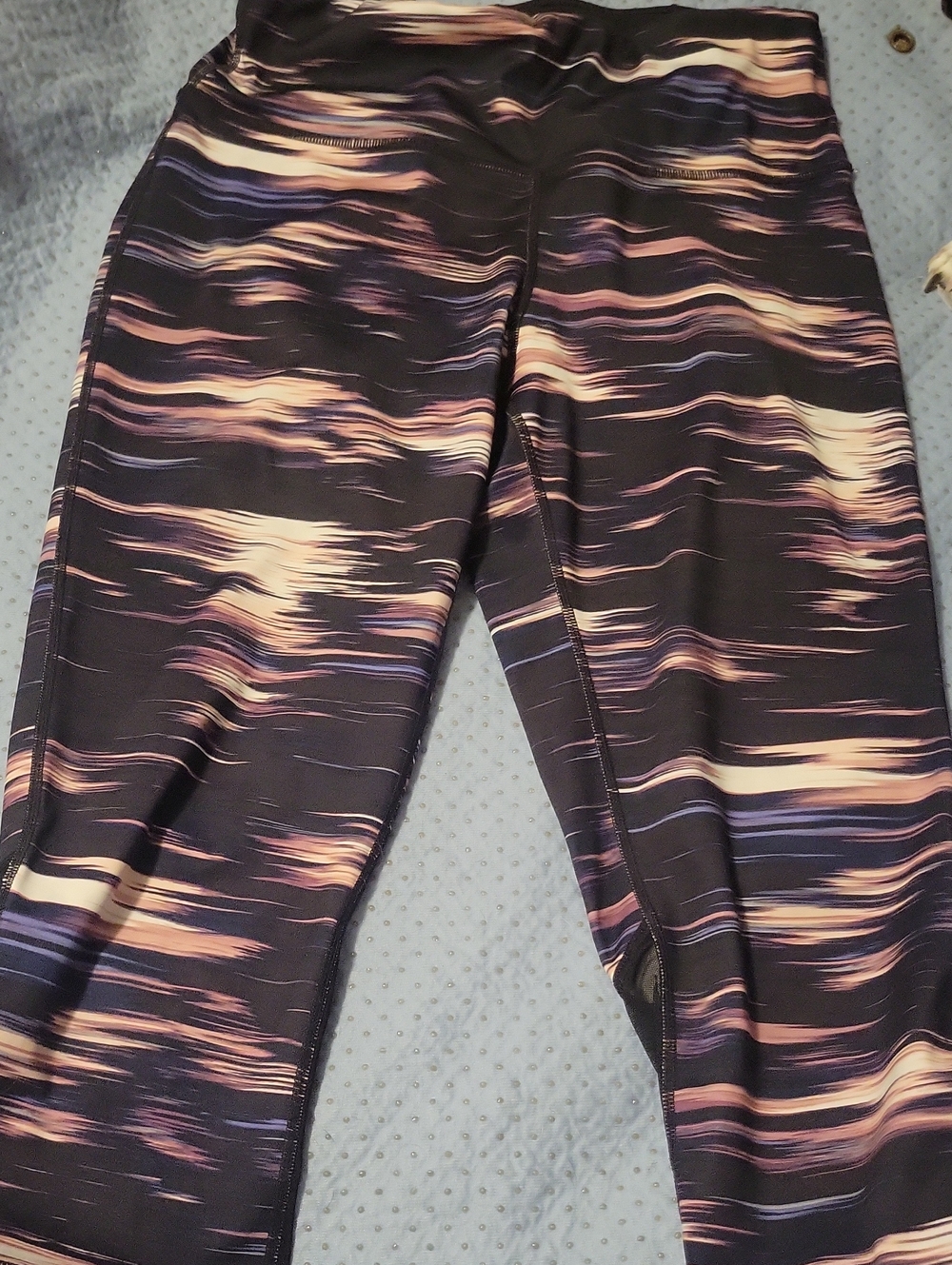 Ideology Black Leggings with Peach and Purple Wave Print